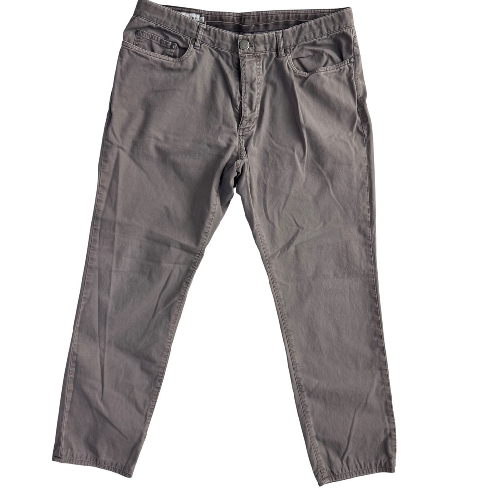 Ledbury Mens 34/28 Straight Leg 5-Pocket Cotton‎ Twill Pants Taupe Grey Hemmed
